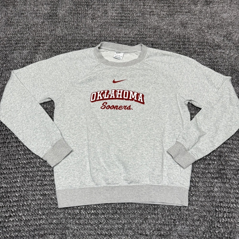 Nike Oklahoma Sooners Crewneck Sweatshirt Size XS Gray Pullover NCAA Football